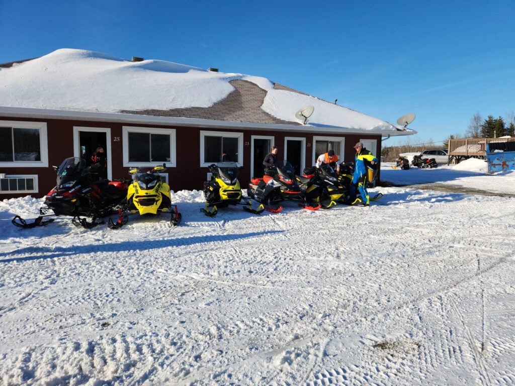 Craig Nicholson and his snowmobiling friends in Louvicourt, Abitibi-Témiscamingue